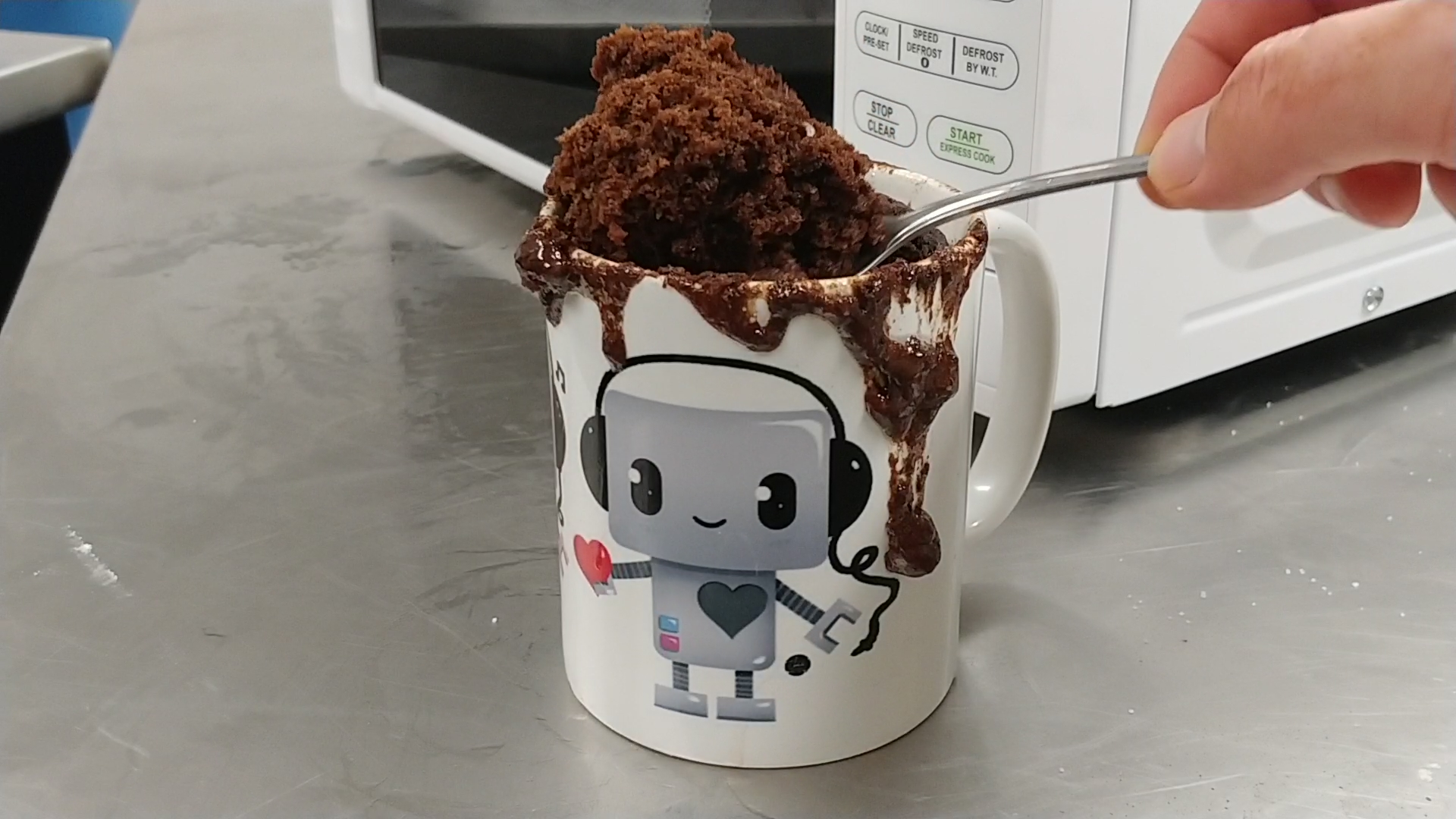 microwaved cake in a mug